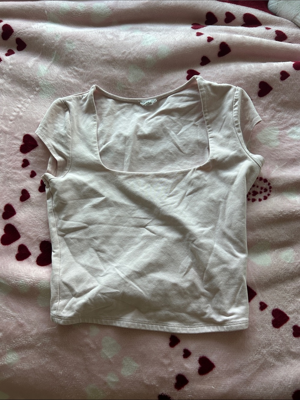 Garage Square Neck Short Sleeve Top — Light Pink
